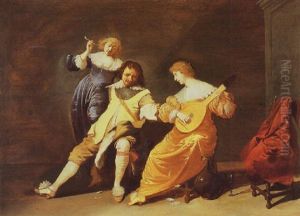 Elegant Company Making Music In An Interior by Pieter Jansz Quast