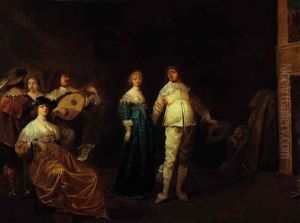 Elegante Gesellschaft Im Innern Eines Palais by Pieter Jansz Quast