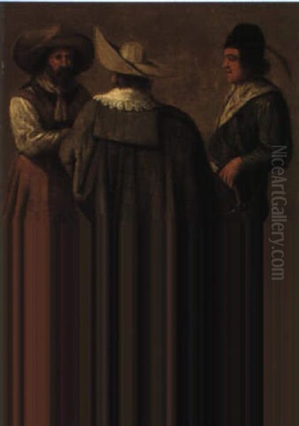 Three Men Conversing - view 1