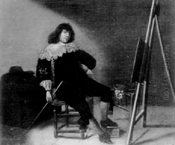 Portrait Of An Artist In His Studio Before An Easel - view 1
