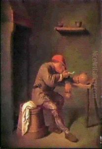 Interior Med Piprokande Man by Pieter Jansz Quast