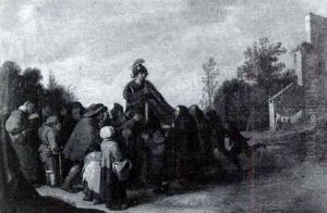 Peasants Gathered Around A Soldier On Horseback by Pieter Jansz Quast