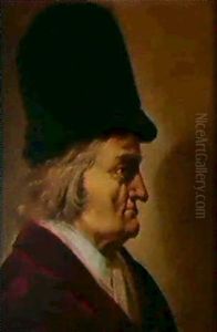 Portrait D'homme Coiffe D'un Chapeau Vu En Buste Tourne De  Profil Vers La Droite