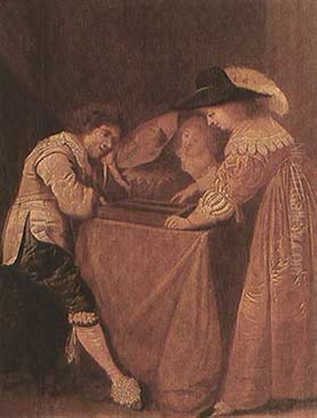 Two Couples Playing Backgammon In An Interior - view 1