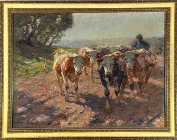 Hirte Mit Kuhen Auf Dem Heimweg - view 1