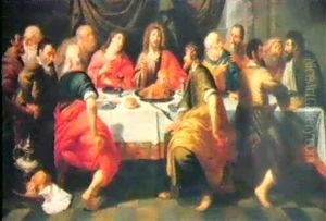 Christus Und Seine Junger Beim Abendmahl by Erasmus Quellin