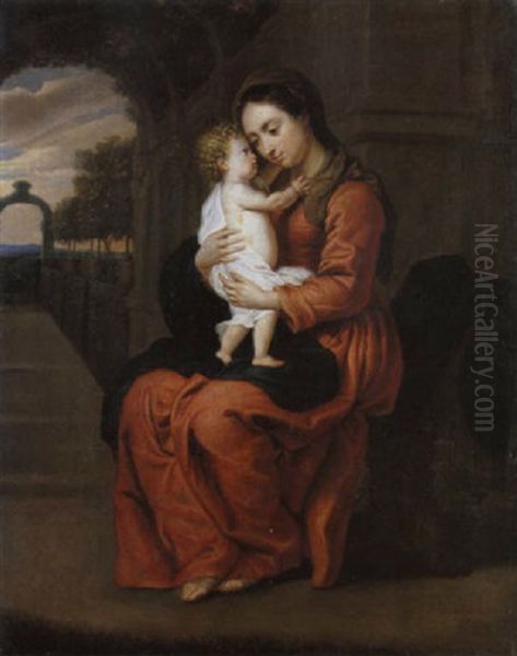 Madonna Mit Kind Im Garten Sitzend - view 1