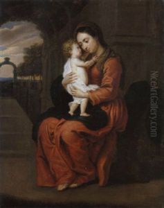 Madonna Mit Kind Im Garten Sitzend