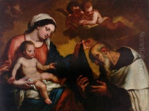 The Madonna And Child With Saint Dominic by Erasmus Quellinus II