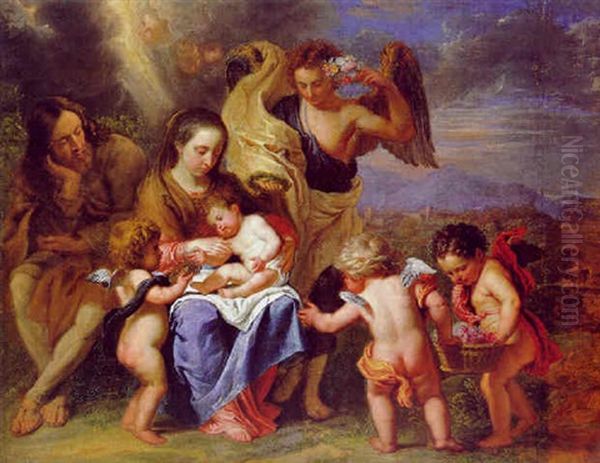 Die Heilige Familie Mit Engeln In Einer Landschaft - view 1
