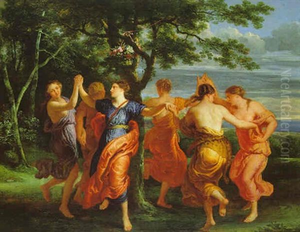 Meidans; Tanzende Madchen In Einer Bewaldeten Landschaft - view 1