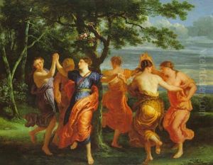 Meidans; Tanzende Madchen In Einer Bewaldeten Landschaft