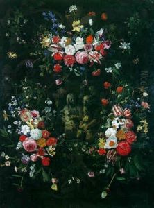 La Sainte Famille Avec Saint-jean Baptiste Et Sainte-anne Entouree D'une Guirlande De Fleurs by Erasmus Quellinus II