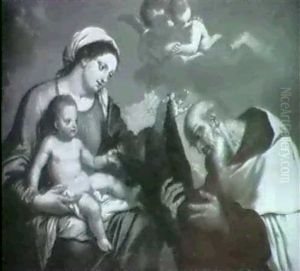 The Virgin And Child With A Monk by Erasmus Quellinus II