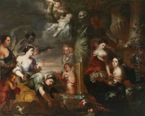 Women Decorating A Herma by Jan Erasmus Quellinus