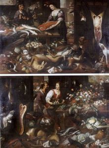 Nature Morte Aux Poissons Et Gibier (+ Nature Morte Aux Fleurs Et Fruits; Pair; In Collab. W/studio Of Adriaen Van Utrecht) by Jan Erasmus Quellinus