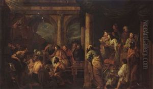 Salomon Sacrificing Offerings Before The Ark Of The Covenant
