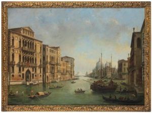 The Grand Canal With Santa Maria De La Salute, Venice by Luigi Querena