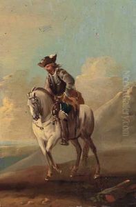 Offizier Auf Einem Schimmel by Tobias Querfurt the Younger