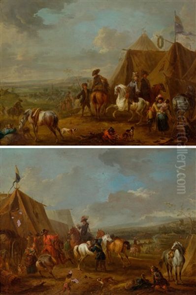 Pair Of Works: Soldiers At Rest Before A Tent - view 1