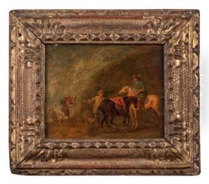 Cavalier Et Voyageurs (pair) by August Querfurt
