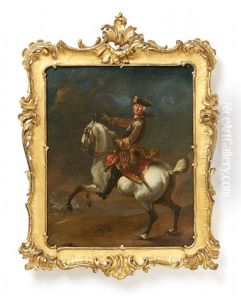 Kavalier Zu Pferd (oil Sketch) by August Querfurt