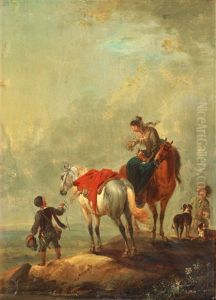 Rastande Elegant Sallskap by August Querfurt