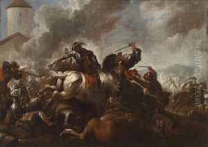Ein Reitergefecht by August Querfurt