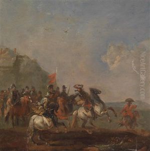 Militarische Szenen (pair) by August Querfurt