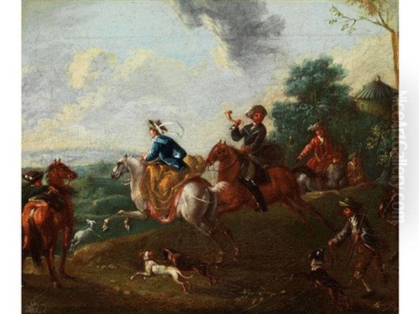 Jagdgesellschaft In Hugeliger Landschaft - view 1