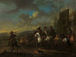 Elegante Gesellschaft Im Aufbruch Zur Falkenjagd