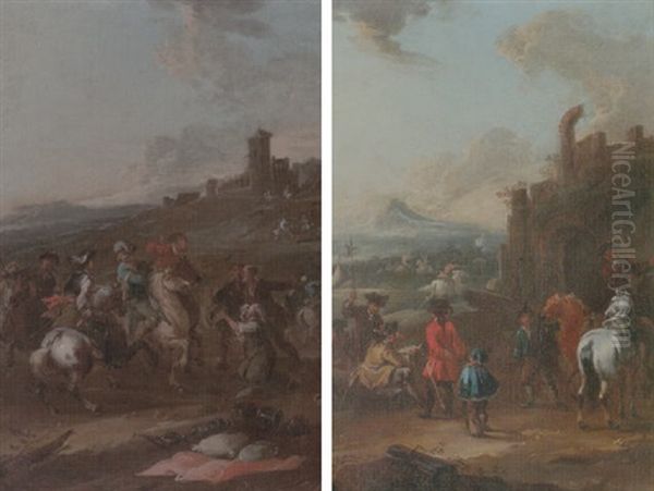 Cavalrymen Before A Hilltop Town - view 1