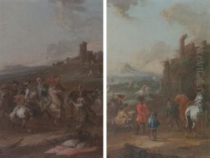 Cavalrymen Before A Hilltop Town