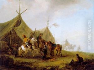 Cavaliers Devant Une Tente by August Querfurt