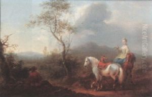 Landscape With A Lady And Gentleman Hawking, And Gentleman Resting