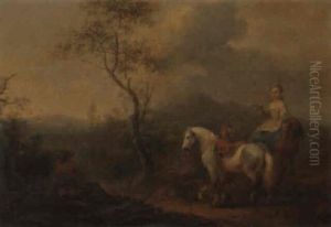 Landscape With A Lady And Gentleman Hawking Landscape With A Lady And Gentleman Hawking