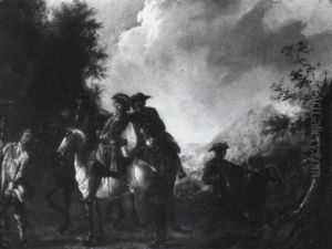 Reiter Auf Einer Anhohe by August Querfurt