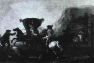 Raububerfall Auf Eine Reisekutsche by August Querfurt