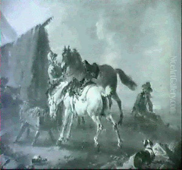 Rastende Reiter Vor Einem Zelt - view 1