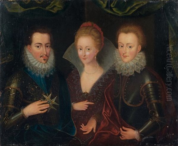 Trois Personnages, L'un Tenant Un Ordre - view 1