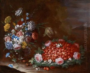 Blumen- Und Fruchtestillleben (+ Another; Pair) by Francesco Della Questa
