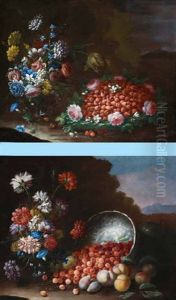 Natura Morta Di Fiori E Frutta (2 Works) by Francesco Della Questa