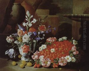 Natura Morta Con Frutta E Fiori, Firmato A Destra by Francesco Della Questa