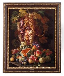 Natura Morta Con Tralci D'uva E Frutti