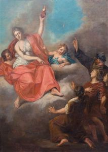 Venus Holding A Burning Heart, With Cupids And People Paying Homage by Jan Maurits Quickhard
