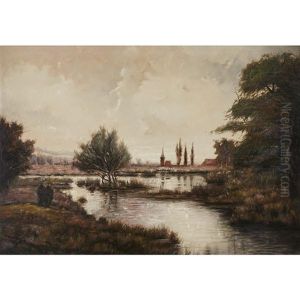 River In Approaching Storm by Fernand Quignon