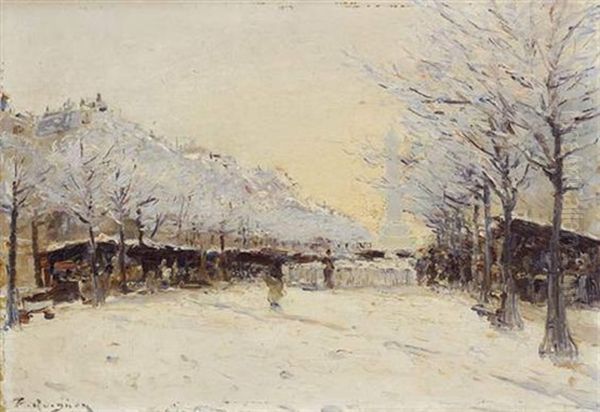 Paris, Brocante Sous La Neige A La Bastille - view 1
