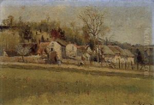 Dorf In Hugeliger Landschaft