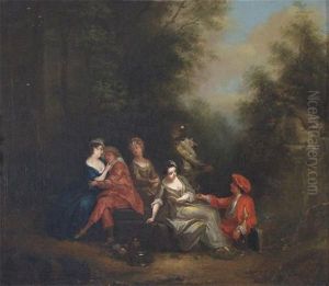 Elegant Company Making Merry In A Park by Pierre-Antoine Quillard
