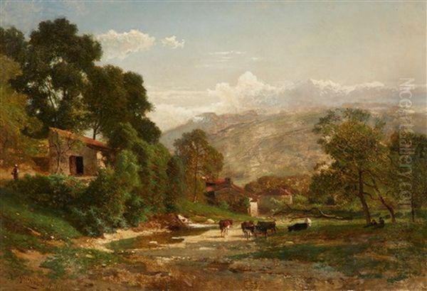 River Landscape With Cow Herds - view 1